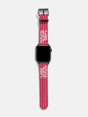 Bow Stripe Red and Pink Apple Watch Strap