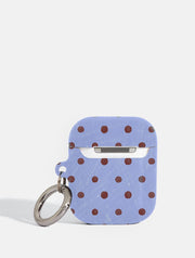Brown and Blue Painted Polka Dot AirPods Case