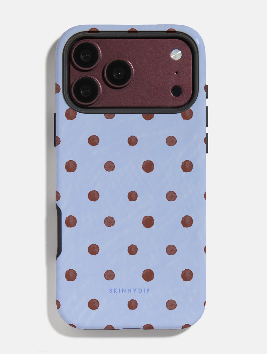 Brown and Blue Painted Polka Dot Ultra Protective iPhone Case - Image 1
