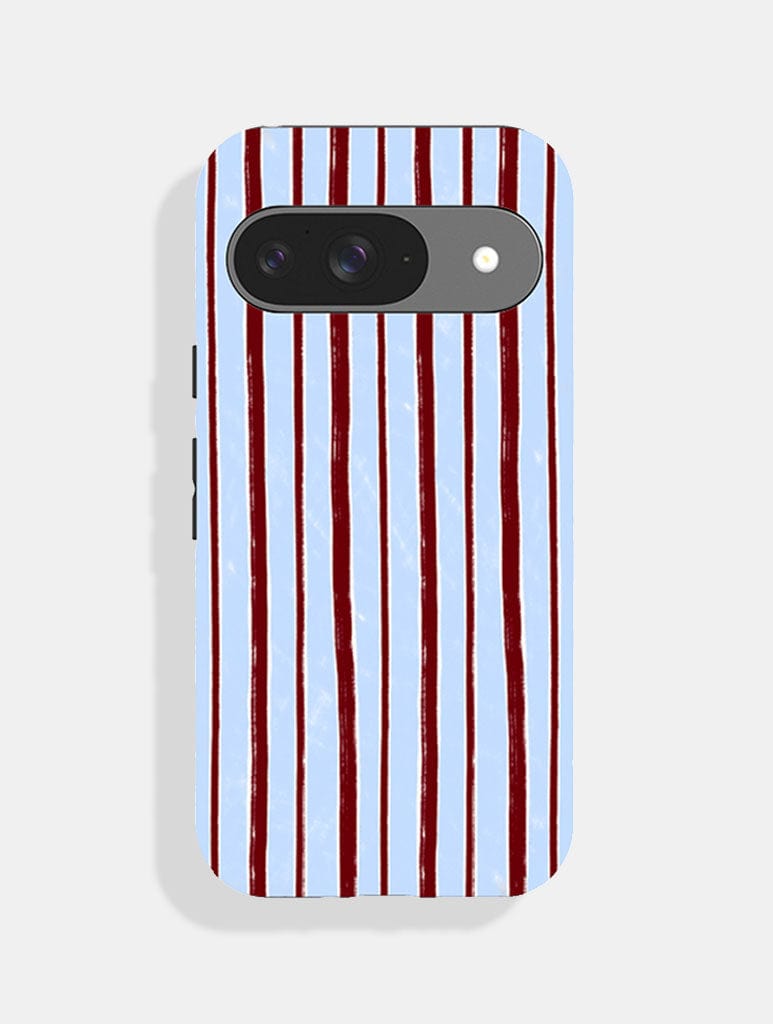 Brown And Blue Sketchy Stripes Ultra Protective Google Pixel Case - Image 1