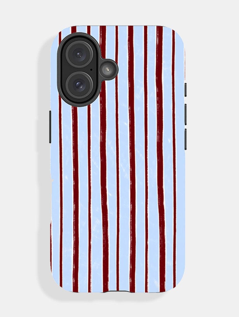 Brown And Blue Sketchy Stripes Ultra Protective iPhone Case - Image 1