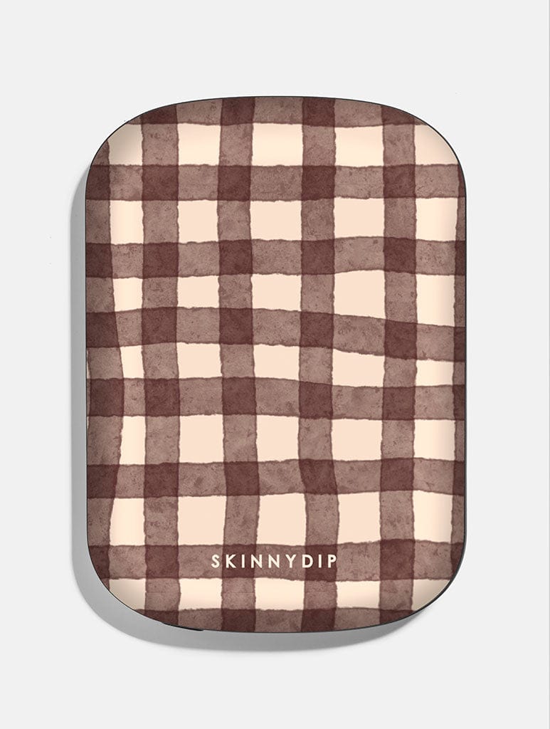 Brown Gingham Portable Magsafe Charger - Image 1