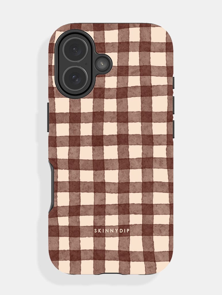 Brown Gingham Ultra Protective iPhone Case - Image 1