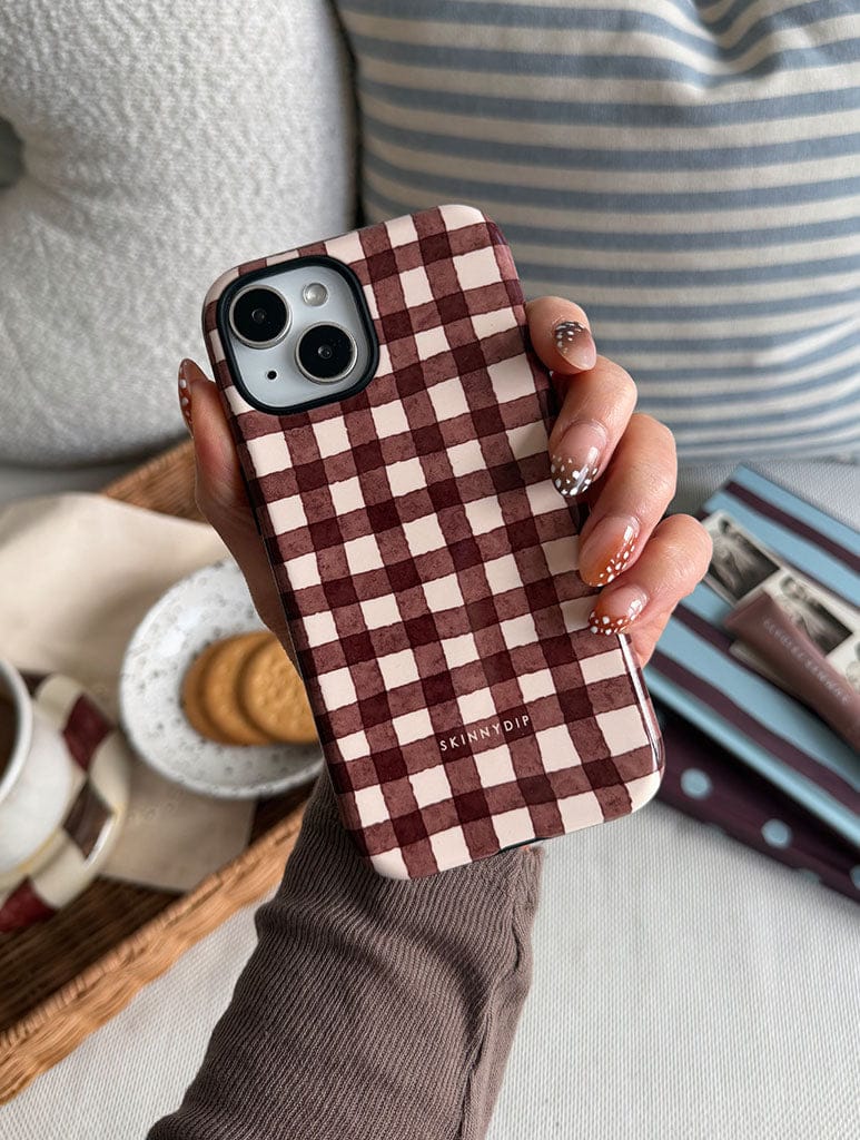 Brown Gingham Ultra Protective iPhone Case - Image 2