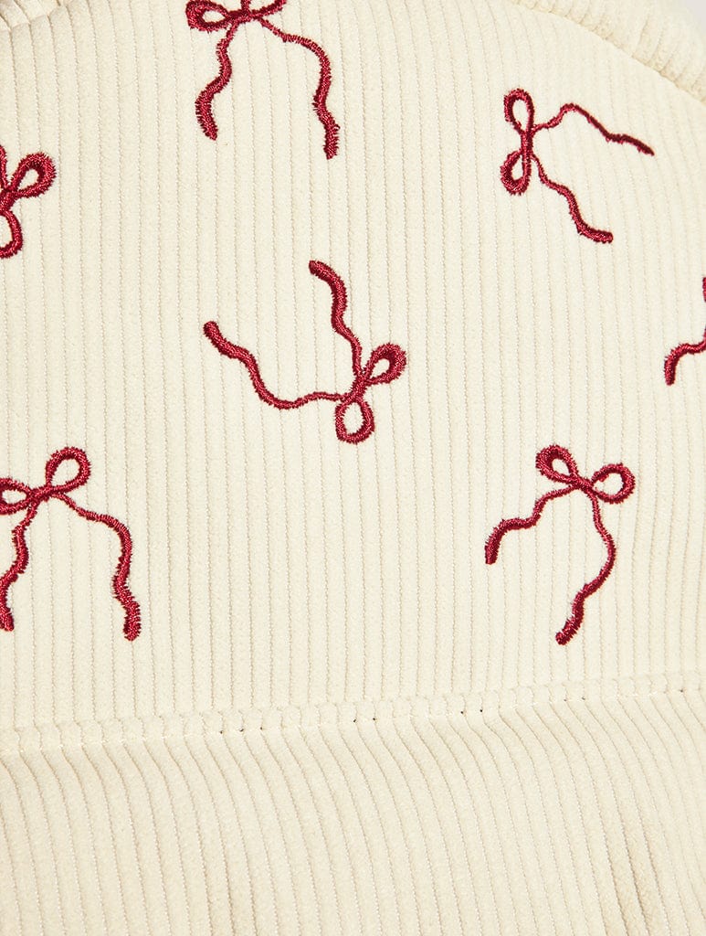 Burgundy Bow Embroidered Backpack - Image 6