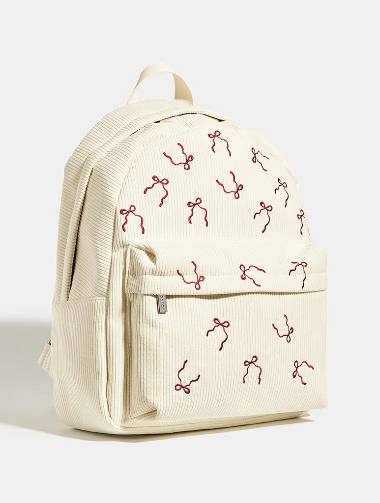 Burgundy Bow Embroidered Backpack - Image 2
