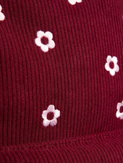 Burgandy Ditsy Flower Embroidered Backpack