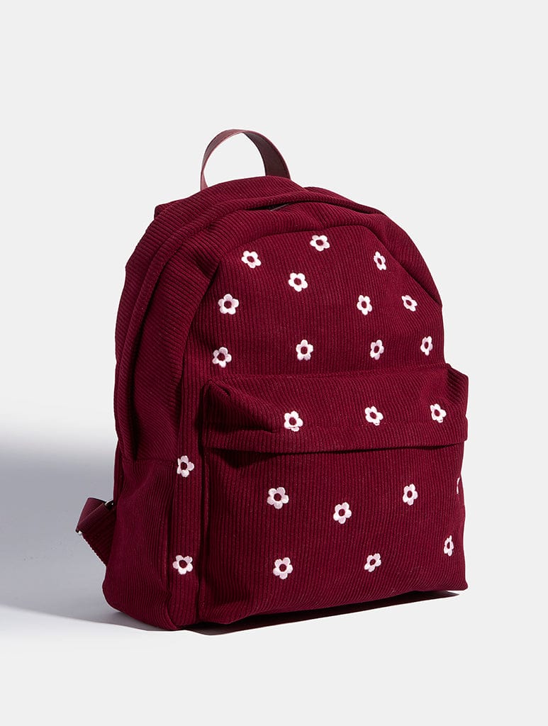 Burgandy Ditsy Flower Embroidered Backpack - Image 4