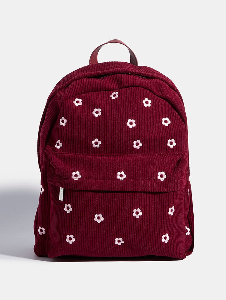 Burgandy Ditsy Flower Embroidered Backpack - Image 3