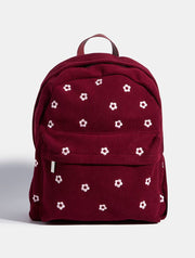 Burgandy Ditsy Flower Embroidered Backpack