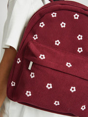 Burgandy Ditsy Flower Embroidered Backpack