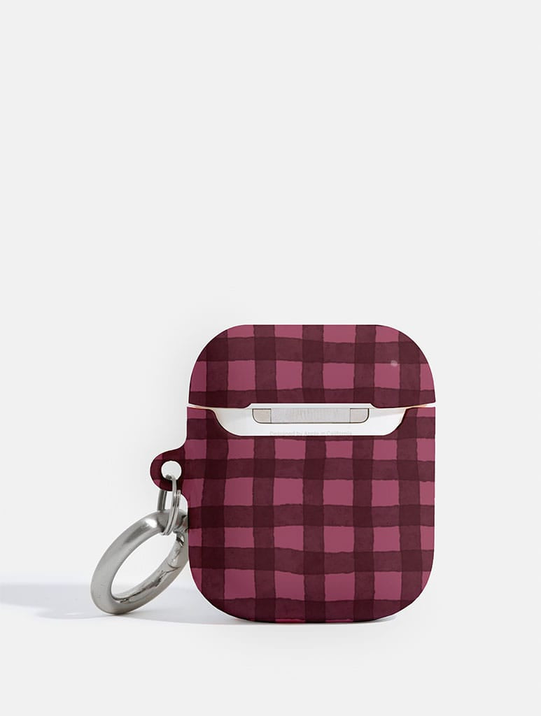 Burgundy Gingham AirPods Case