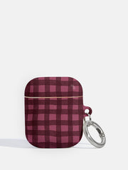 Burgundy Gingham AirPods Case