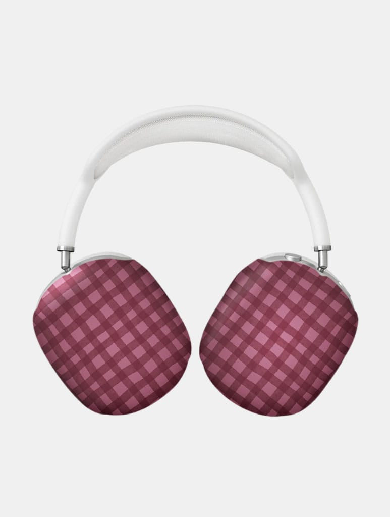 Burgundy Gingham AirPods Max Case in Matte - Image 1