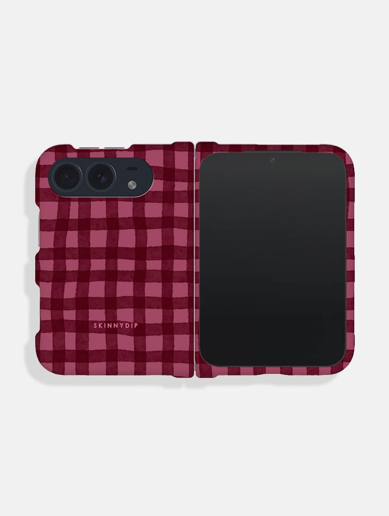 Burgundy Gingham Impact Resistant iPhone Duo Case - Image 1