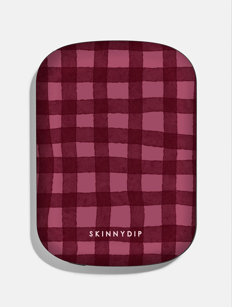 Burgundy Gingham Portable Magsafe Charger - Image 1
