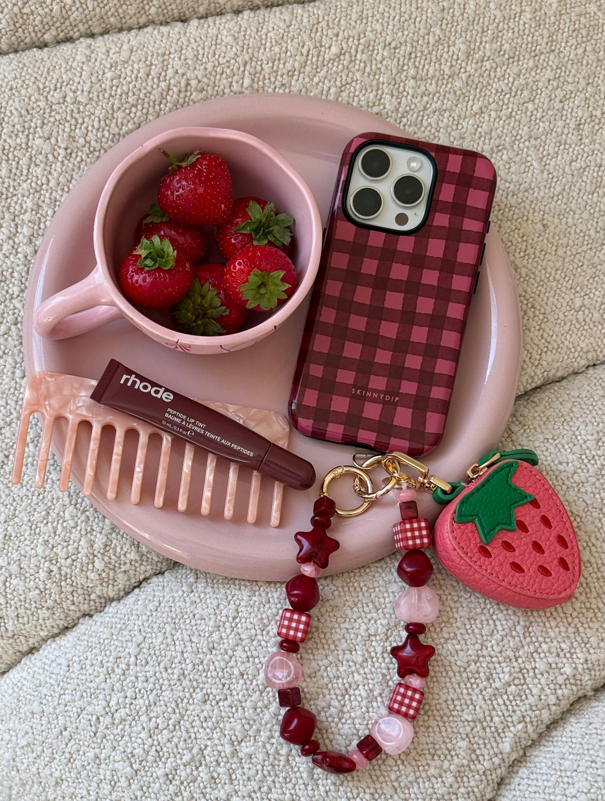 Strawberry Purse Charm Beaded Strap - Image 2