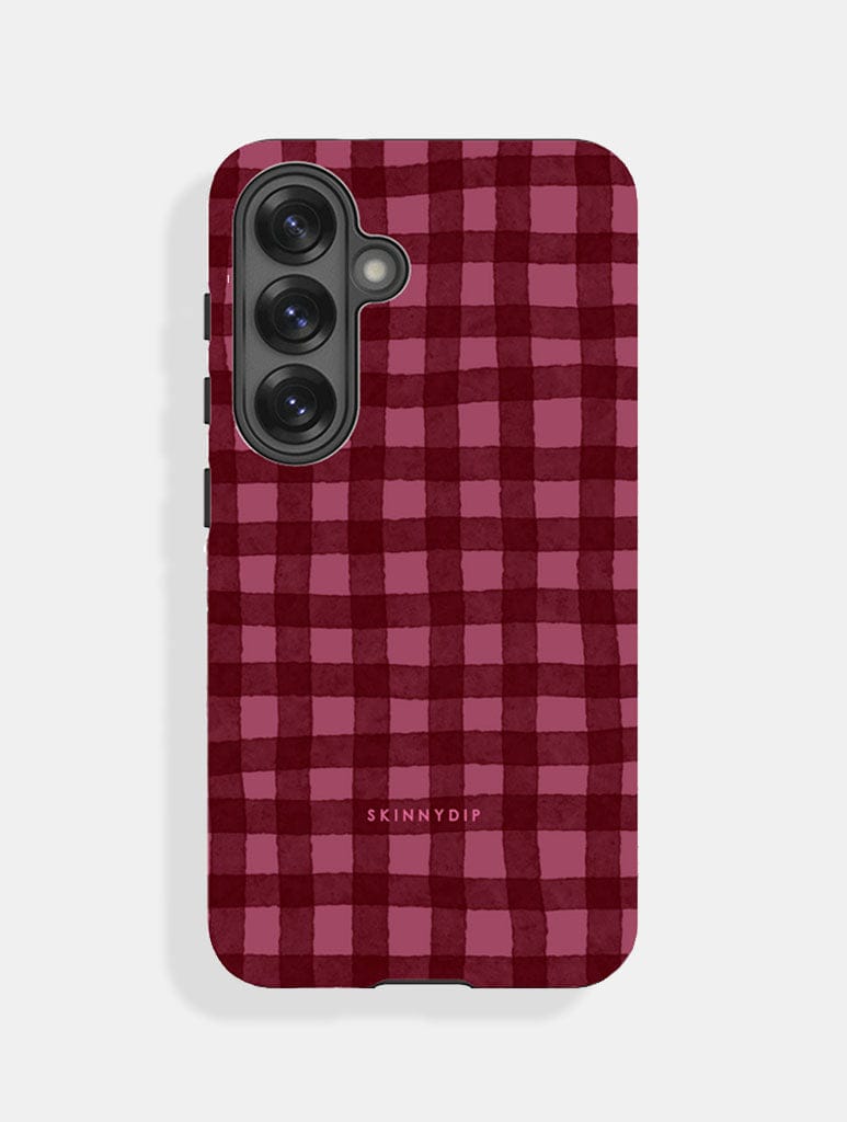 Burgundy Gingham Ultra Protective Samsung Case - Image 1