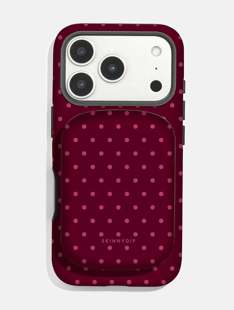 Burgundy Mini Dots Portable Magsafe Charger