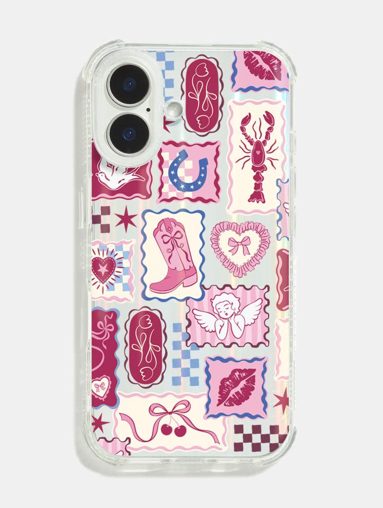 Burgundy Patchwork Shock iPhone Case - Image 1