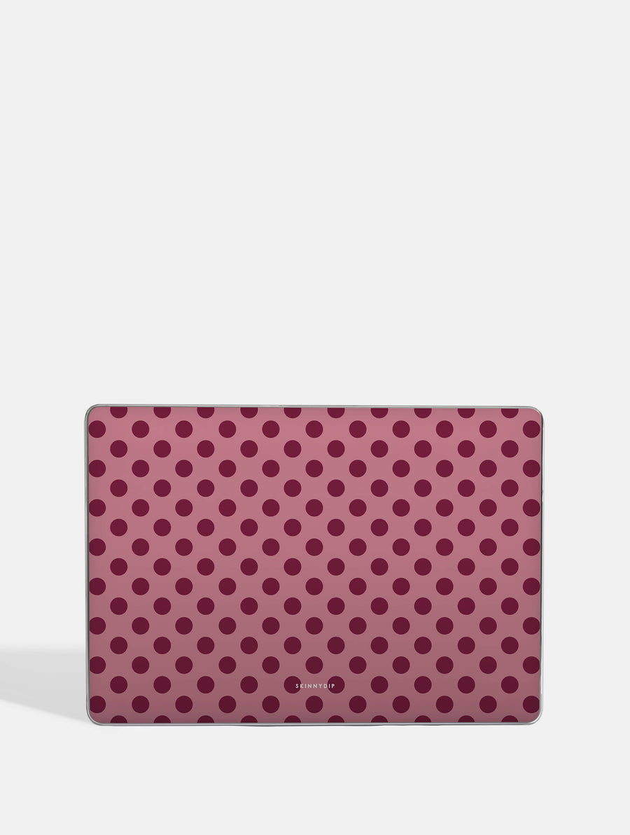 Burgundy Red Large Polka Dot MacBook Case - Image 1