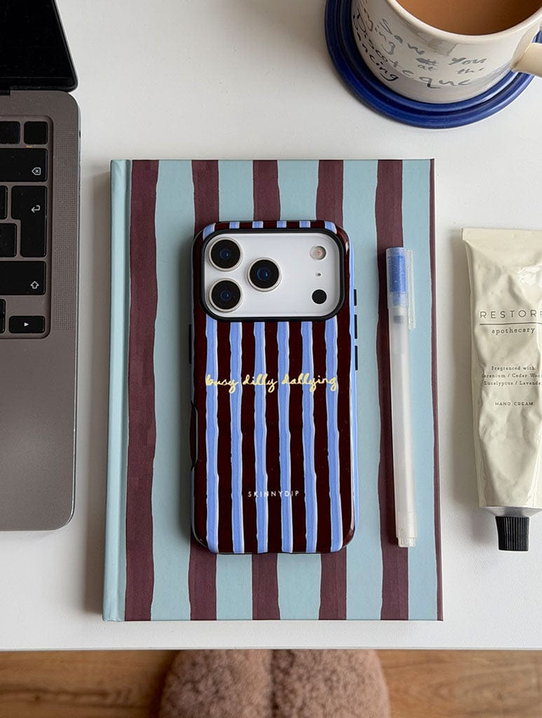 Busy Dilly Dallying Stripey Quote Ultra Protective iPhone Case