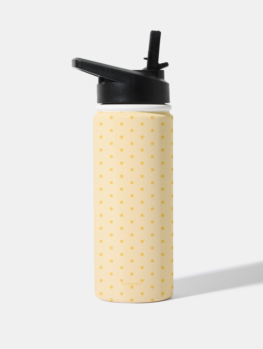 Butter Yellow Mini Dots 18oz Stainless Steel Water bottle - Image 1