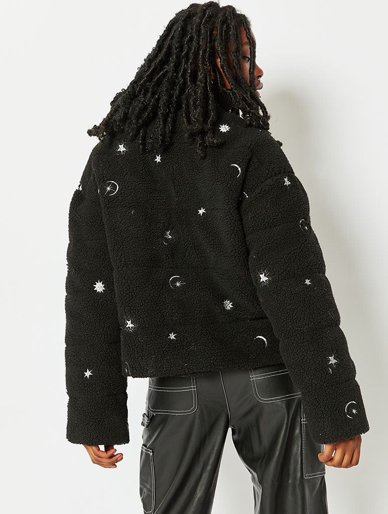 Celestial Embroidered Borg Puffer Jacket - Image 5