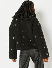 Celestial Embroidered Borg Puffer Jacket