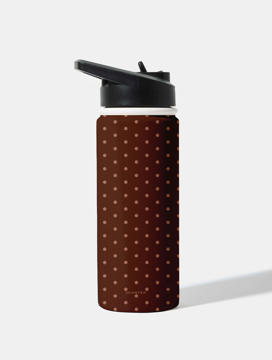 Chocolate Brown Mini Dots 18oz Stainless Steel Water bottle