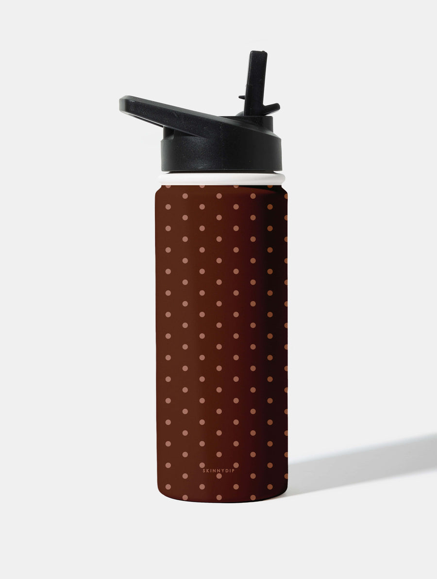 Chocolate Brown Mini Dots 18oz Stainless Steel Water bottle - Image 1