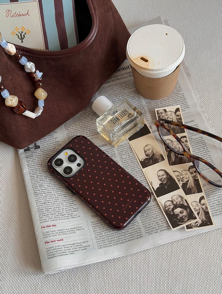 Chocolate Brown Mini Dots Ultra Protective iPhone Case
