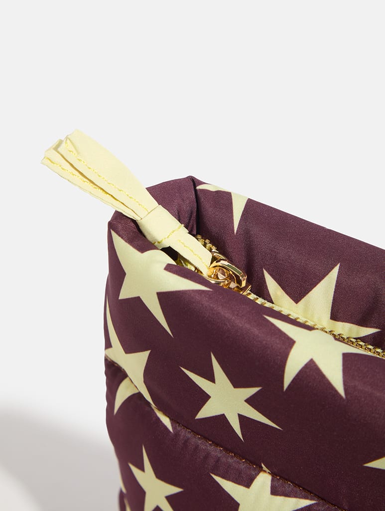 Chunky Stars Pillow Pouch Makeup Bag in Chocolate and Yellow - Image 4