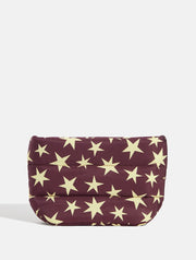 Chunky Stars Pillow Pouch Makeup Bag in Chocolate and Yellow