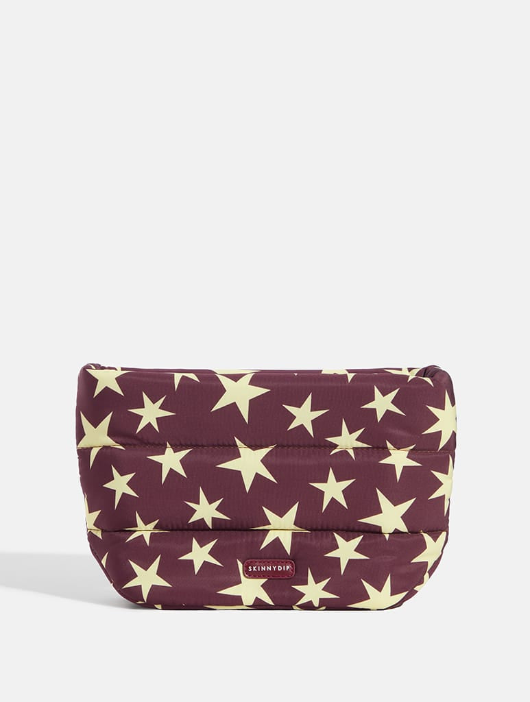 Chunky Stars Pillow Pouch Makeup Bag in Chocolate and Yellow - Image 1