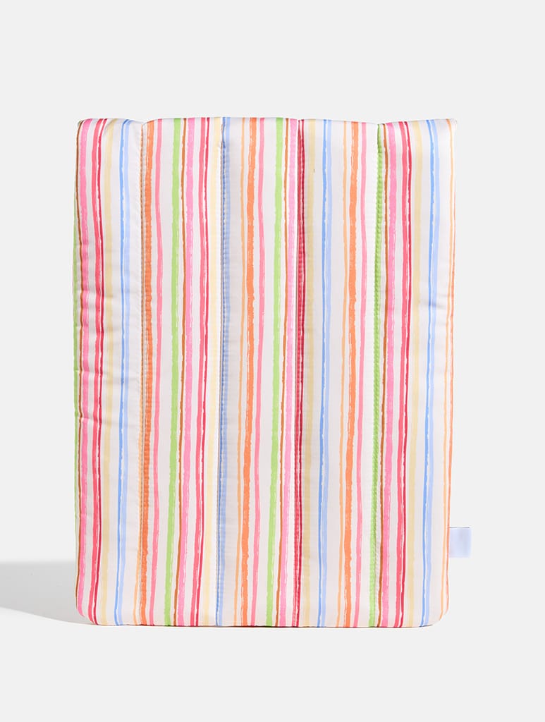 Colourful Sketchy Stripe Quilted Laptop Bow Sleeve