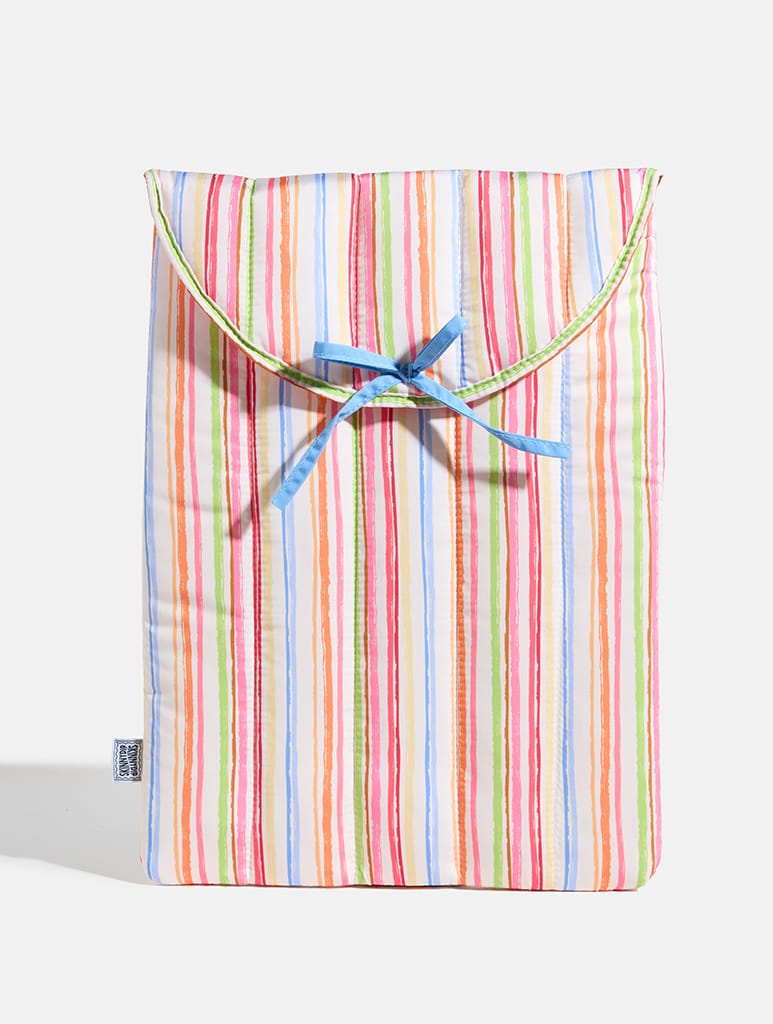 Colourful Sketchy Stripe Quilted Laptop Bow Sleeve - Image 1