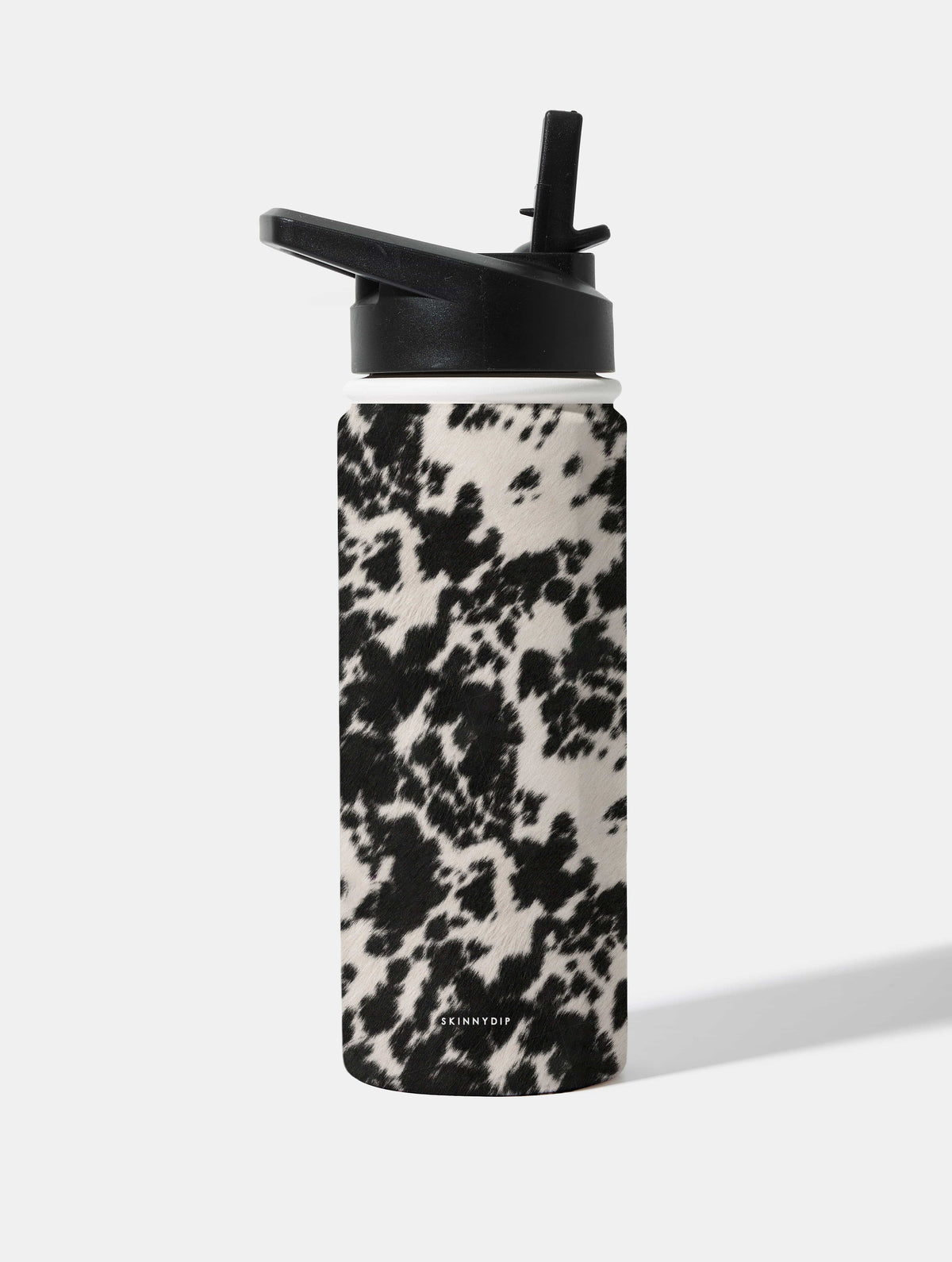 Cow Print Black and White 18oz Stainless Steel Water bottle - Image 1