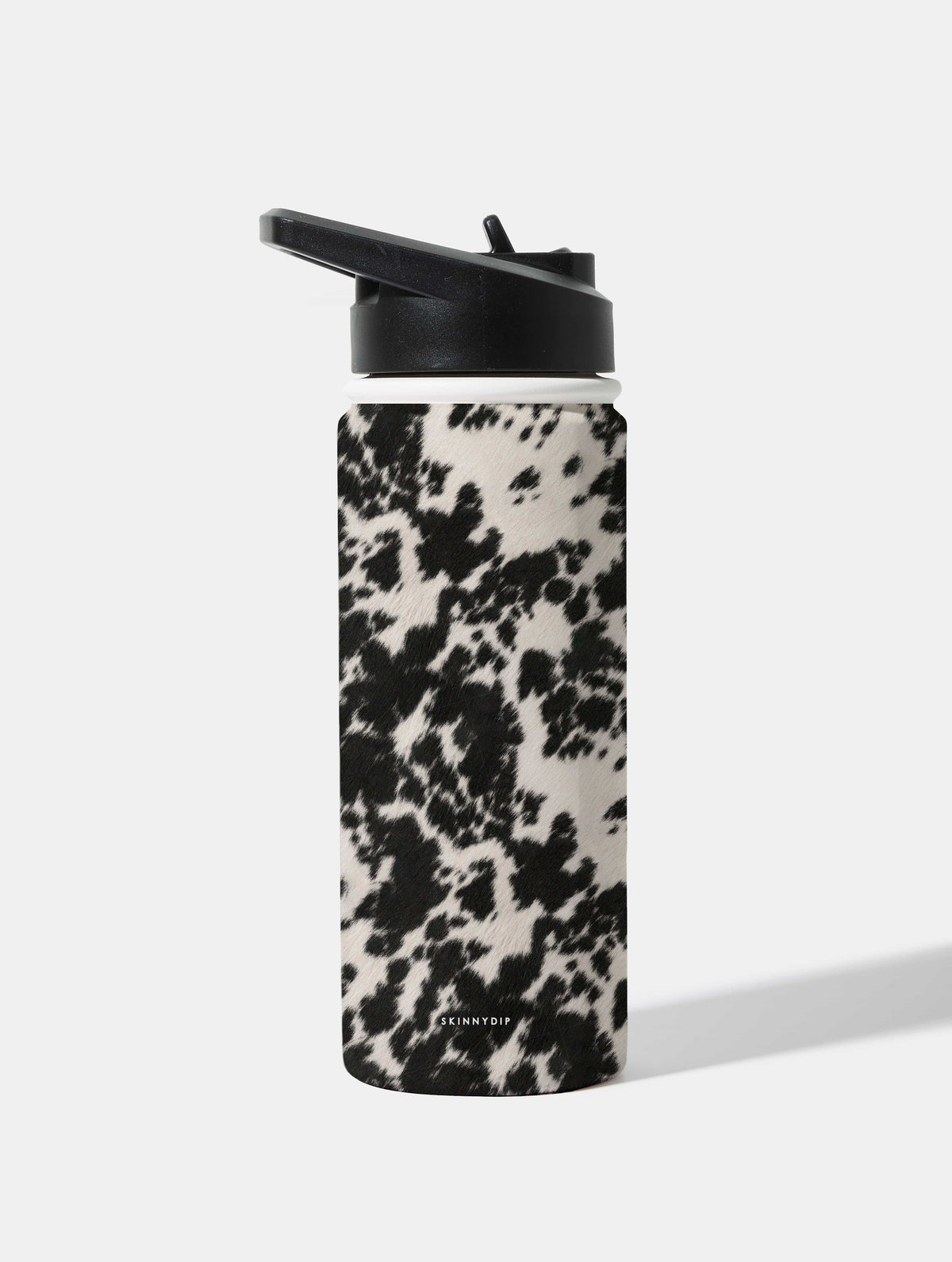 Cow Print Black and White 18oz Stainless Steel Water bottle - Image 2