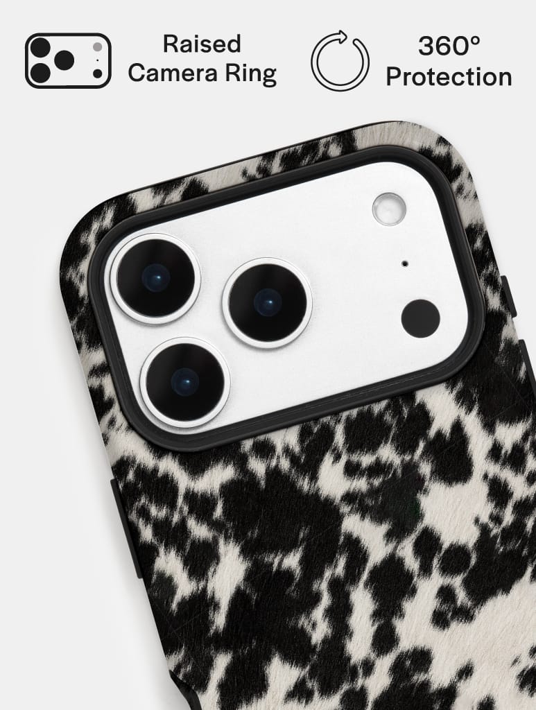 Cow Print Black and White Ultra Protective iPhone Case - Image 5