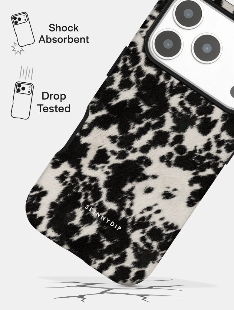Cow Print Black and White Ultra Protective iPhone Case - Image 4