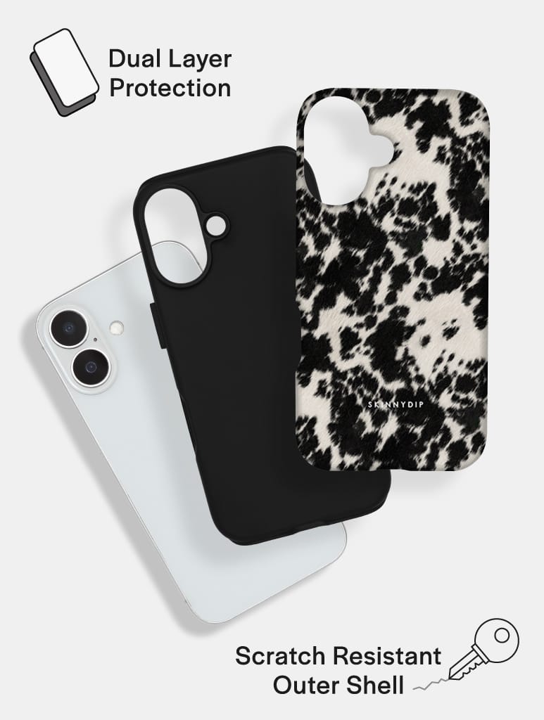 Cow Print Black and White Ultra Protective iPhone Case - Image 3