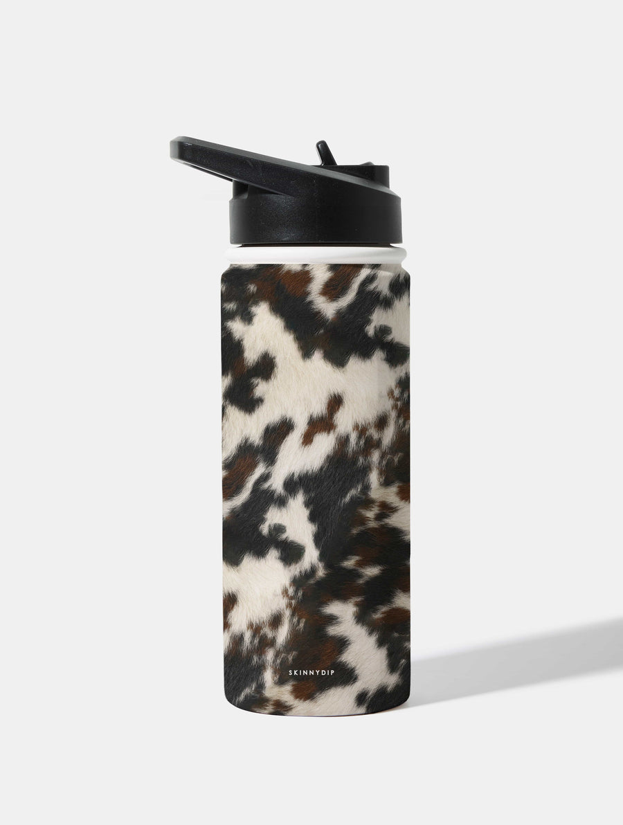 Cow Print Brown and Black 18oz Stainless Steel Water bottle