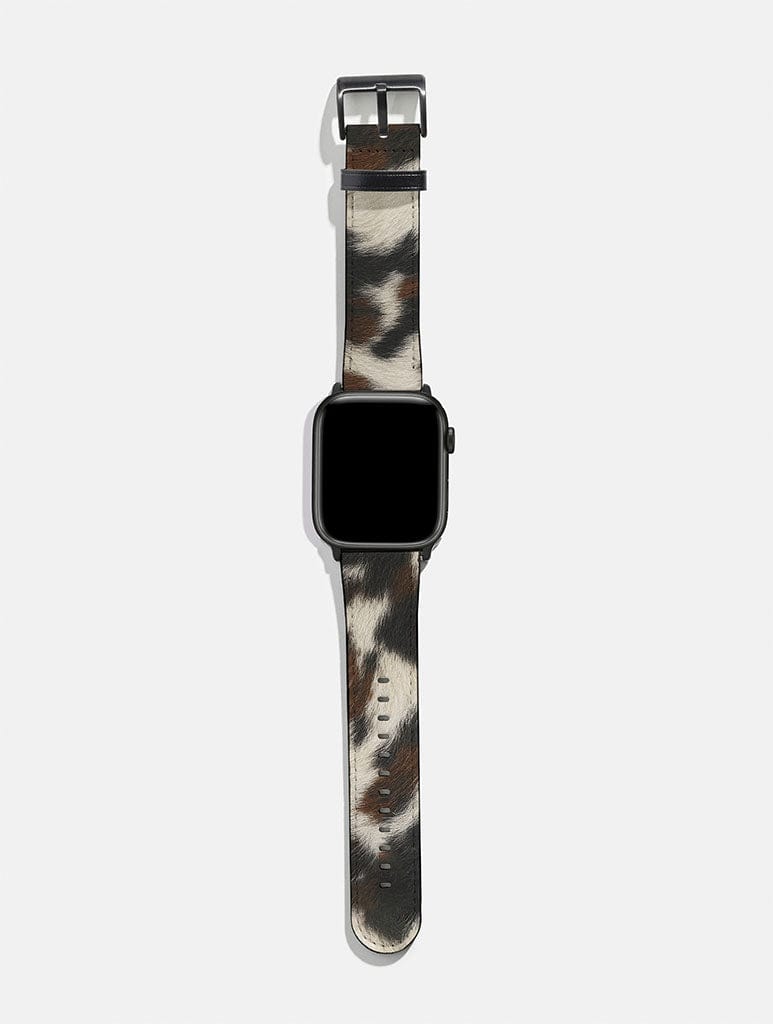 Cow Print Brown and Black Apple Watch Strap - Image 1