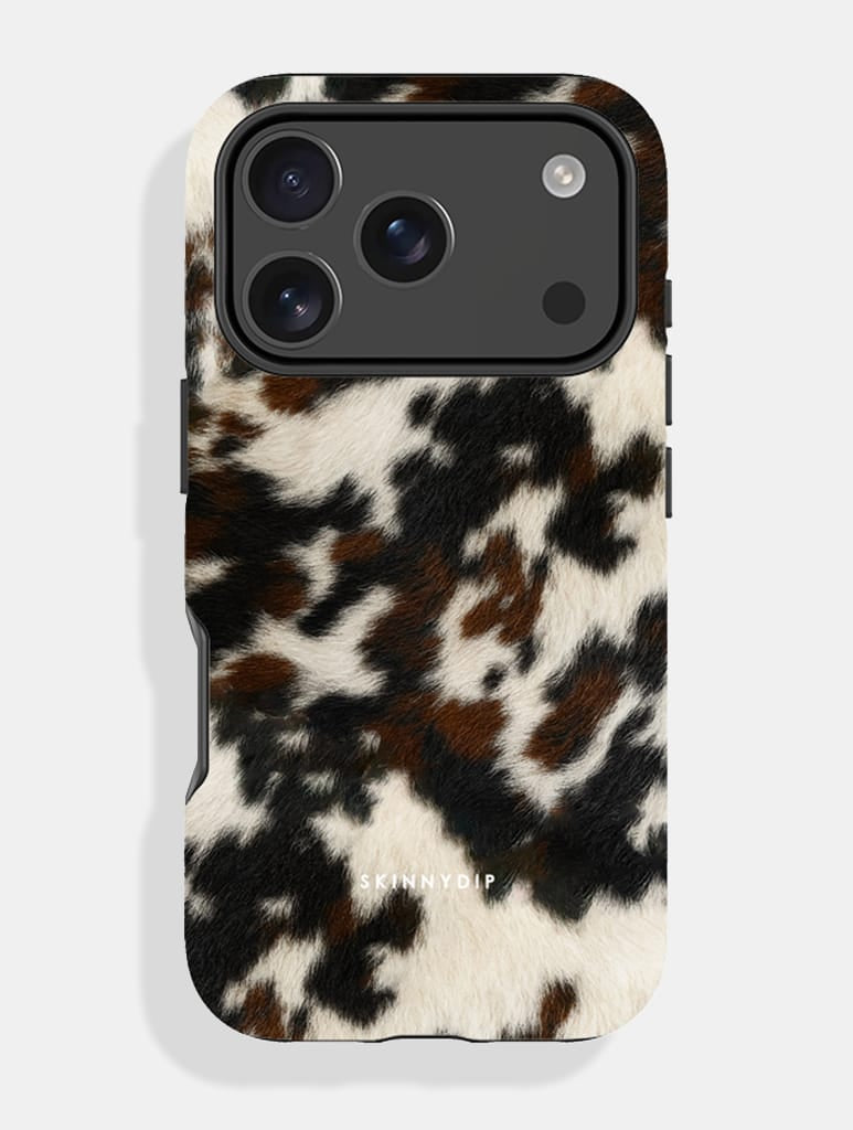 Cow Print Brown and Black Ultra Protective iPhone Case - Image 1