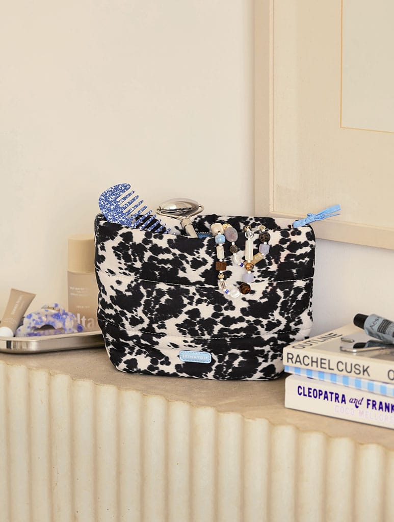 Cow Print Pillow Pouch Makeup Bag