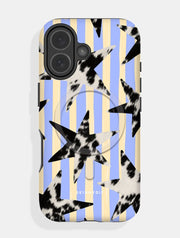 Cow Print Star Stripe Blue and Yellow Magsafe Ultra Protective iPhone Case