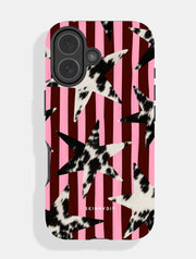 Cow Print Star Stripe Burgundy and Pink Ultra Protective iPhone Case