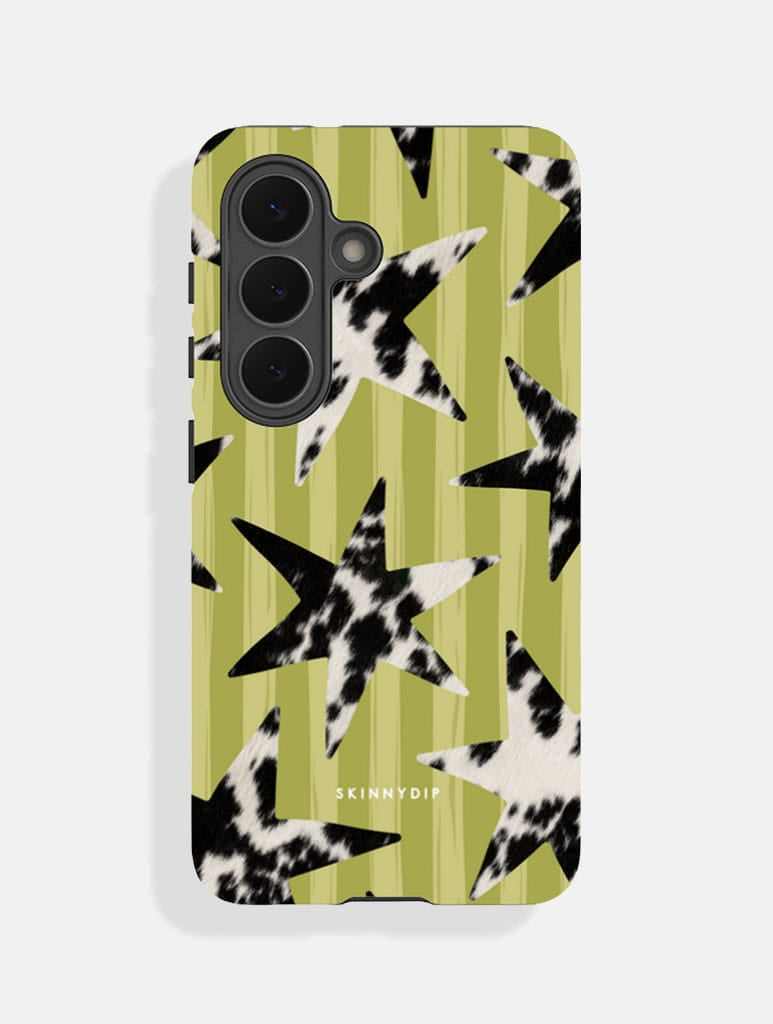 Cow Print Star Stripe Green Ultra Protective Samsung Case - Image 1