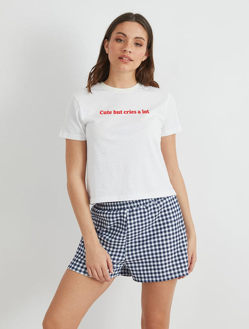 Cute But Cries A Lot Baby T-Shirt in White - Image 1